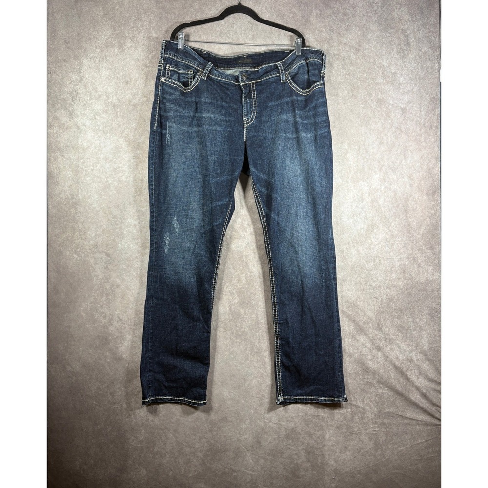 Silver Jeans Co Jeans Womens 22 Dark Wash Suki Straight Mid Rise Contrast Stitch